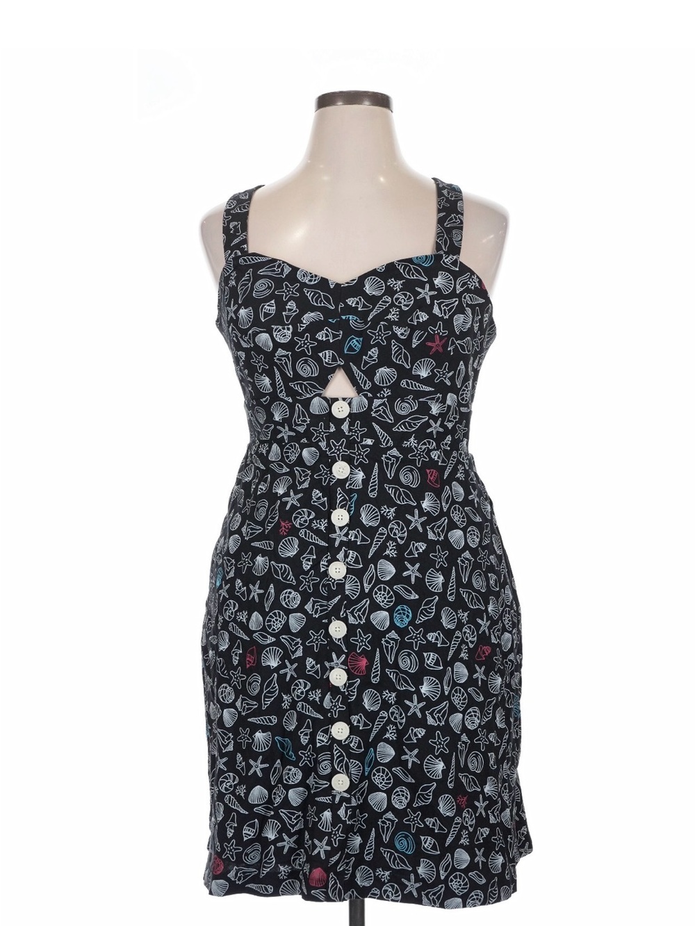 ModCloth NWT Black Seashell Print Button-Front Sundress